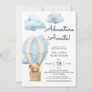 Invitación Aventura espera ducha de bebé de oso de peluche