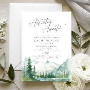 Invitación Aventura Espera Ducha de Novia Rústica de Montaña