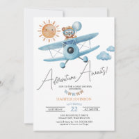 Aventura espera el avión Teddy Bear Baby Shower