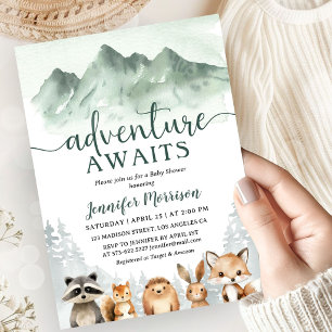 Invitación Aventura Espera Fiesta de Bebé Bosque de Madera