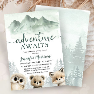 Invitación Aventura Espera Fiesta de Bebé Bosque Verde Boscos