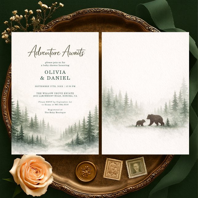 Invitación Aventura Espera Fiesta de Bebé en el Bosque (Subido por el creador)
