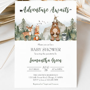 Invitación Aventura Espera Fiesta de Bebé en el Bosque