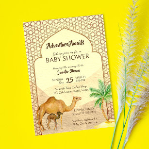 Invitación Aventura espera la ducha de bebé de camello desért