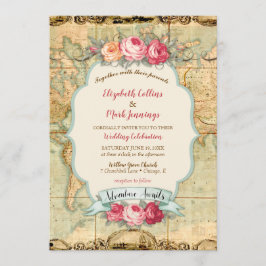 Invitación Aventura Espera Mapa Antiguo del Mundo Rosas