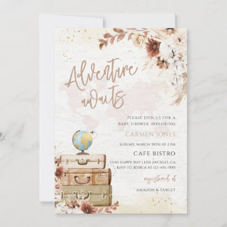 Invitación Aventura Espera Mapa Mundial Baby Shower