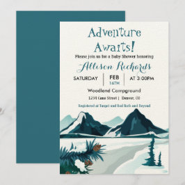 Invitación Aventura espera montañas viajes bebé    showerin