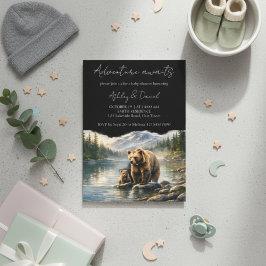 Invitación Aventura espera Oso y Cachorro Shower de Bebé en e