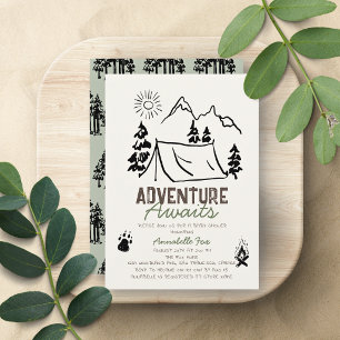 Invitación Aventura Espera Ti Carpa Baby Shower