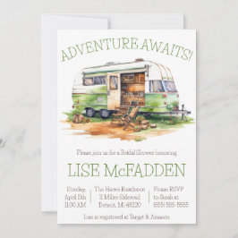 Invitación ¡Aventura espera! Trailer, camping, ducha de novia