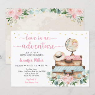 Invitación Aventura Floral Rosa Viaje Británica Ducha