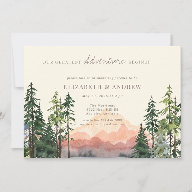 Invitación Aventura Forestal | Baby Shower Trees (Anverso)