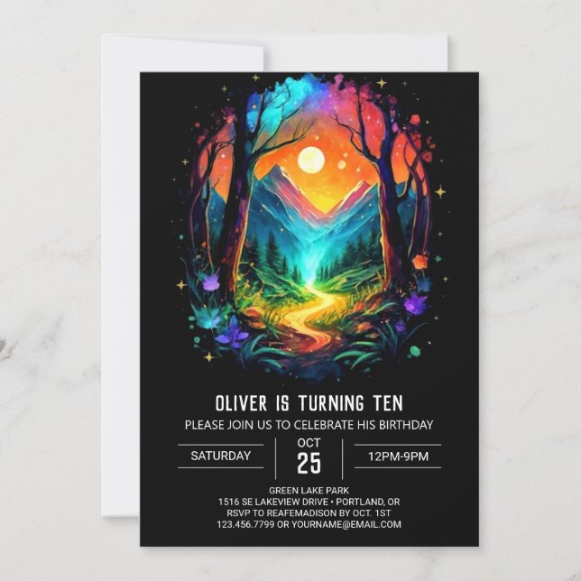 Invitación Aventura moderna a la espera del cumpleaños de la  (Anverso)