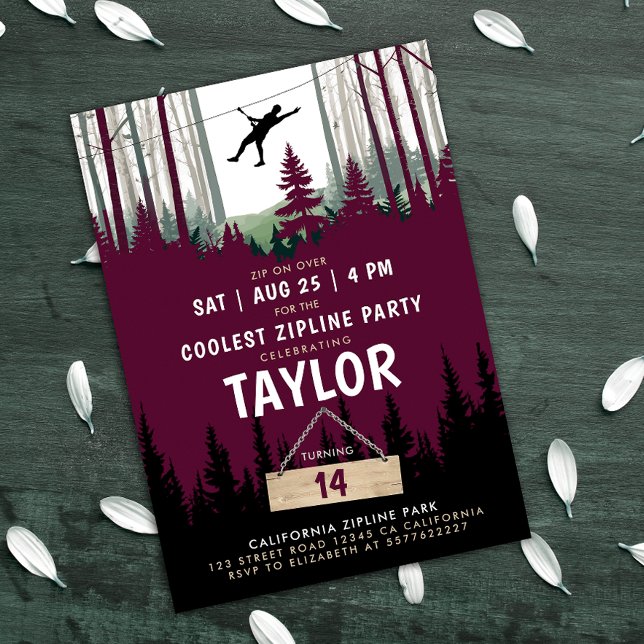 Invitación Aventura moderna de cumpleaños en bosque de Borgoñ (Subido por el creador)