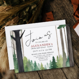 Invitación Aventura moderna de cumpleaños en el bosque al air