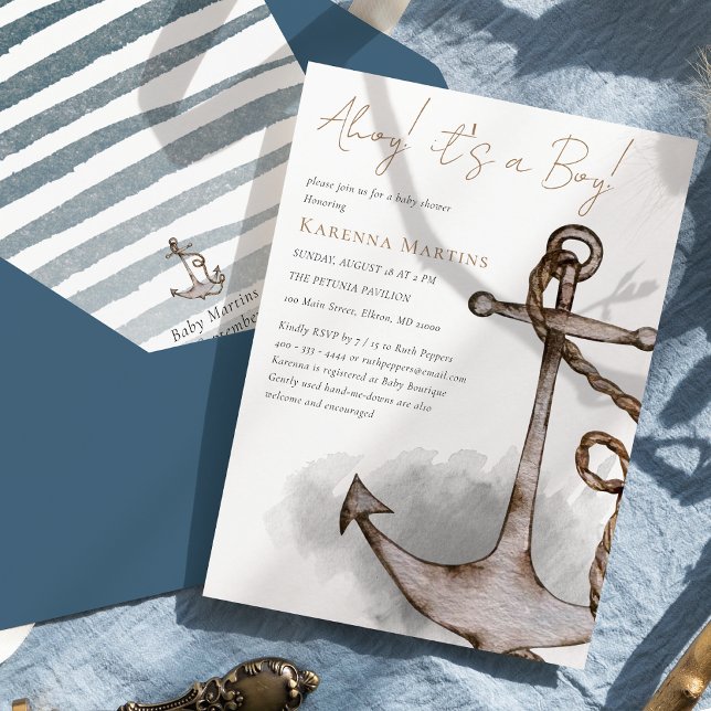 Invitación Aventura náutica hoy es un joven Baby Shower (Subido por el creador)