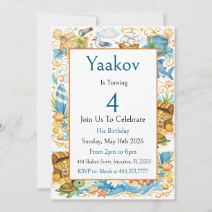 Invitación Aventura Náutica Moderna Cumpleaños Infantil 4 Año