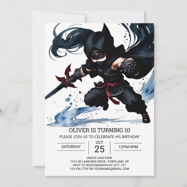 Invitación Aventura Ninja del Cinturón Negro (Anverso)