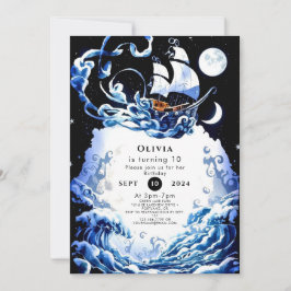 Invitación Aventura Pirata simple editable Cumpleaños