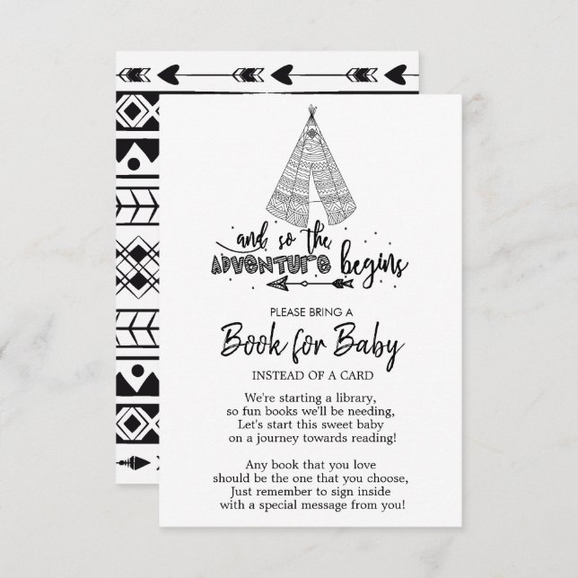 Invitación Aventura tribal inicia libro de Baby Shower para b (Anverso / Reverso)