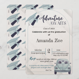 Invitación aventuras esperan a graduados invitación/anuncio
