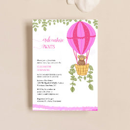 Invitación aventurute espera globo de aire caliente oso de be