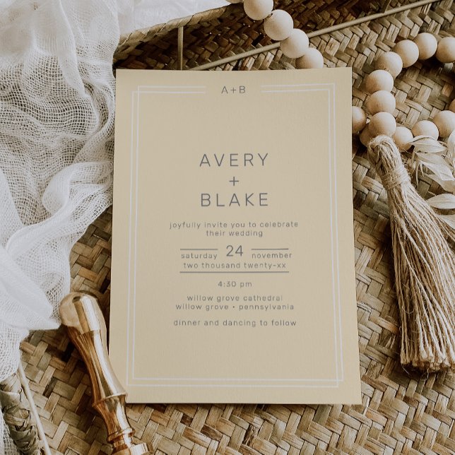 Invitación AVERY Boda amarillo con mantequilla neutra simple (AVERY Simple Neutral Butter Yellow Wedding Invitation)