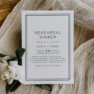 Invitación AVERY Moderno ensayo Minimalista Cena