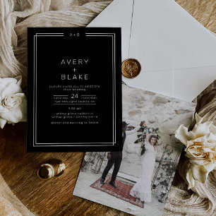 Invitación AVERY Moderno Monocromo Negro Boda de fotos