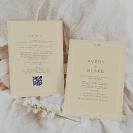 Invitación AVERY Simple Neutral Butter Yellow QR Code Boda