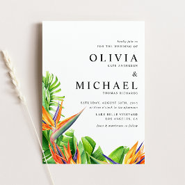 Invitación Aves acuarelas del Boda tropical del paraíso