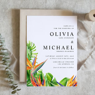 Invitación Aves acuarelas del Paraíso Boda de código QR