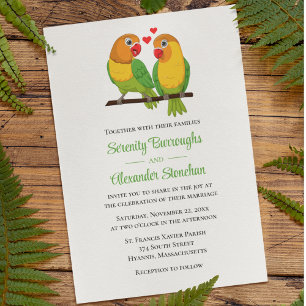 Invitación Aves Amantes Amantes Amarillos Boda Verde Amarillo
