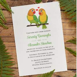 Invitación Aves Amantes Amantes Amarillos Boda Verde Amarillo