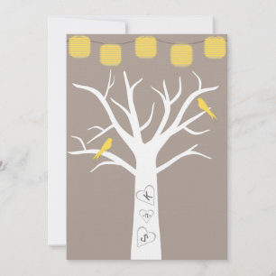 Invitación Aves amarillas en un Boda de farolillos de árbol y
