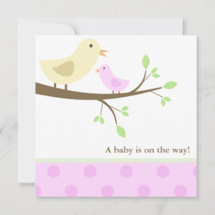Invitación Aves amarillas y rosas Baby Shower