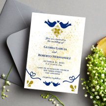 Aves Amores Azules Y Doradas Boda Mexicana