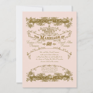 Invitación Aves amorosas comiendo glamorosas Rubor de bodas a