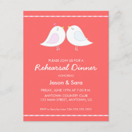 Invitación Aves amorosas cortas en la cena de ensayo rojo