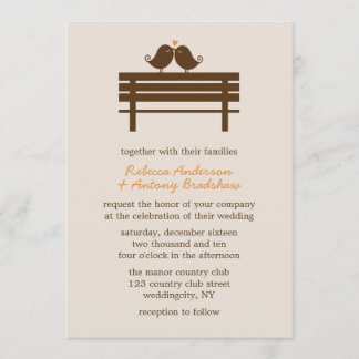 Invitación Aves amorosas en el Boda de otoño de Park Bench