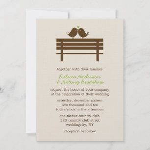 Invitación Aves amorosas en el Boda de Park Bench