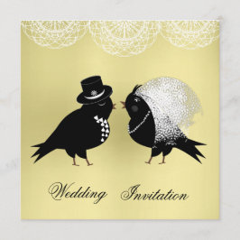 Invitación Aves amorosas extravagantes de novias y novias