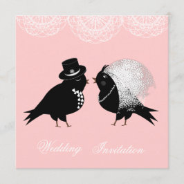 Invitación Aves amorosas extravagantes de novias y novias
