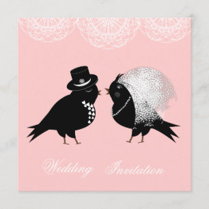 Invitación Aves amorosas extravagantes de novias y novias