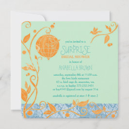 Invitación Aves amorosas Mint Green Surprise Shower