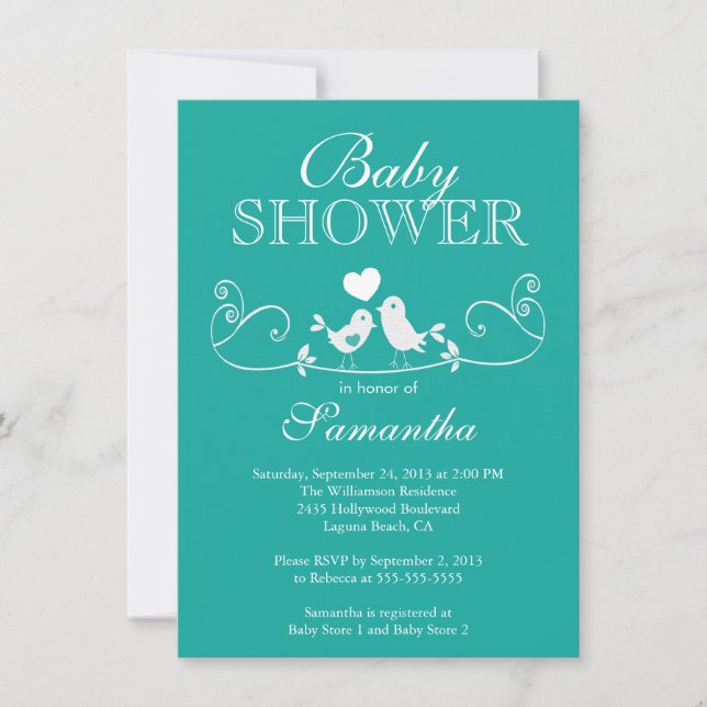 Invitación Aves amorosas modernas invitan a Baby Shower neutr (Anverso)