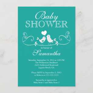 Invitación Aves amorosas modernas invitan a Baby Shower neutr