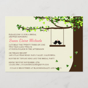 Invitación Aves amorosas que caen Corazones Oak Tree Bridal S