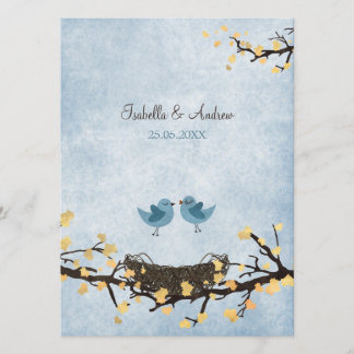 Invitación Aves azules enamoradas
