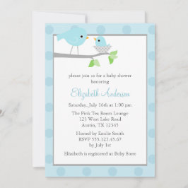 Invitación Aves azules niegan Baby Shower